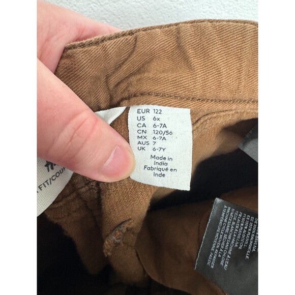 H&M Boys 6X Pants Brown  Slim Fit Corduroy Cotton Elastic Waist - Picture 8 of 12